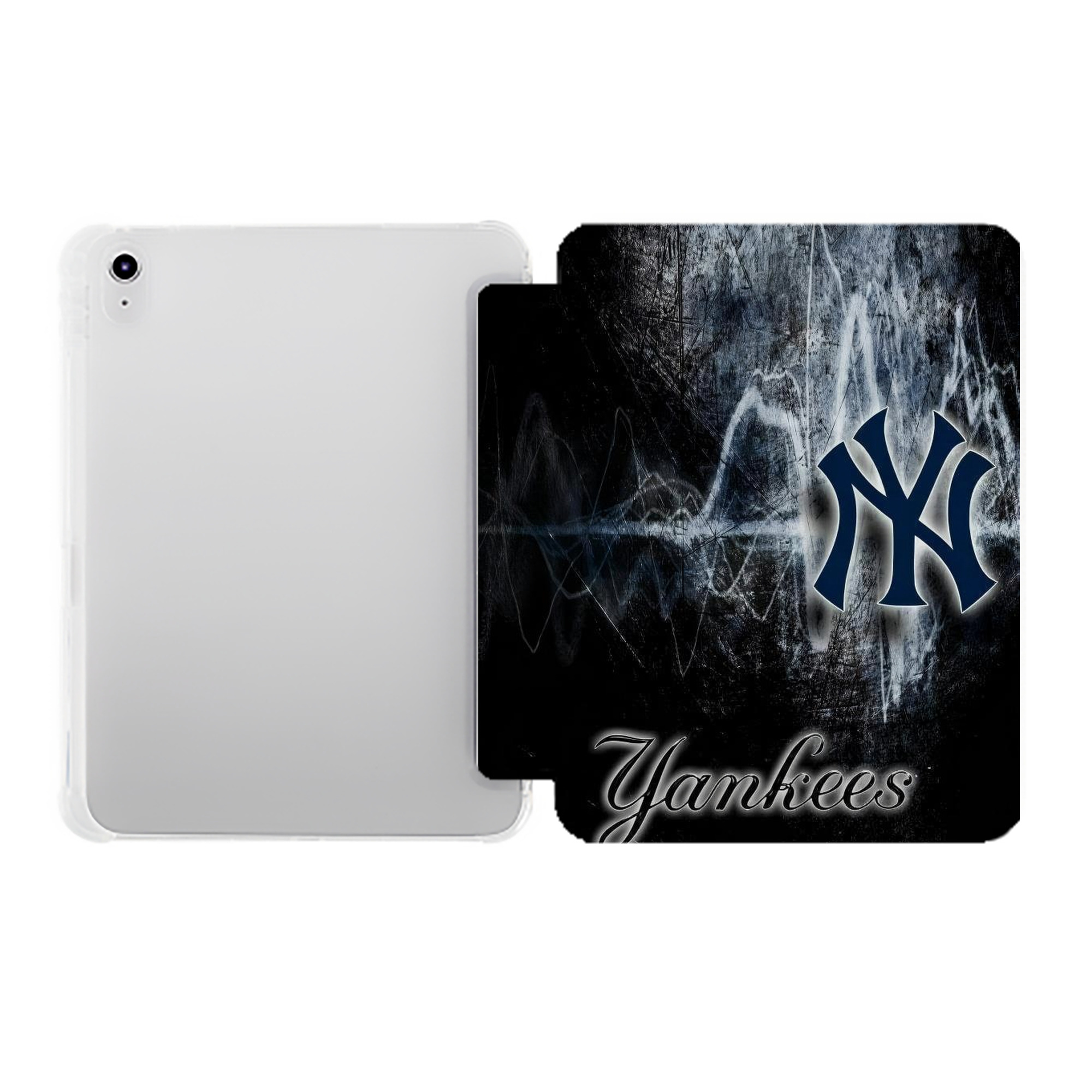 New York Yankees 146 Premium Tri-Fold PU Leather & Silicone IPad Case With Pencil Slot – Fits 9.5,10.5,10.9 – Adjustable Stand, Slim, Protective